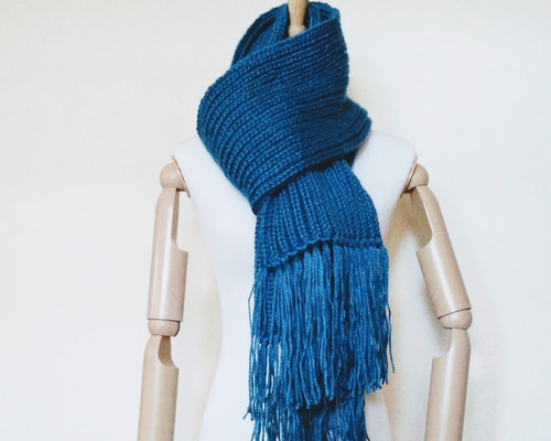 ナイス ルッキング ニット ロング＆ボリューミーマフラー 青系