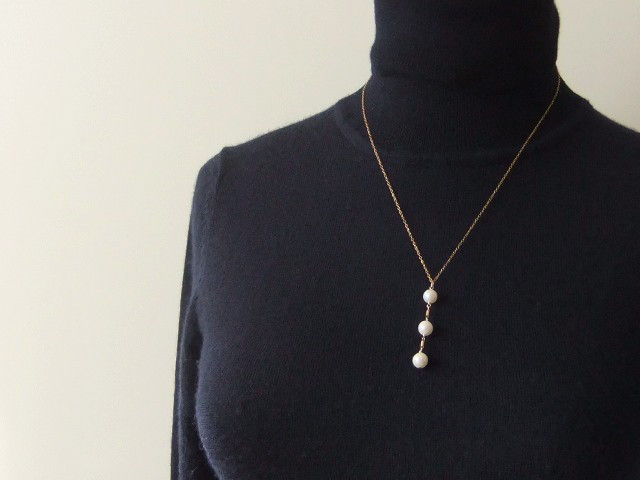 淡水パールラインモチーフネックレス(14kgf)