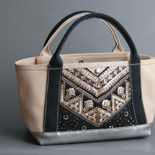 インド刺繍リボン トートバッグ 横長サイズ トートバッグ AkUA