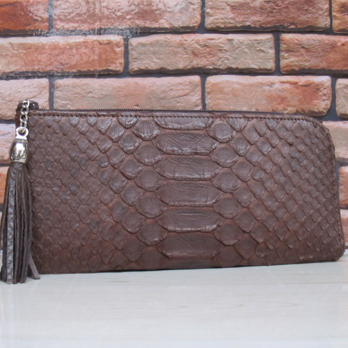 長財布 ラウンドファスナー メンズ レディース 本革 レザー 蛇革 ヘビ