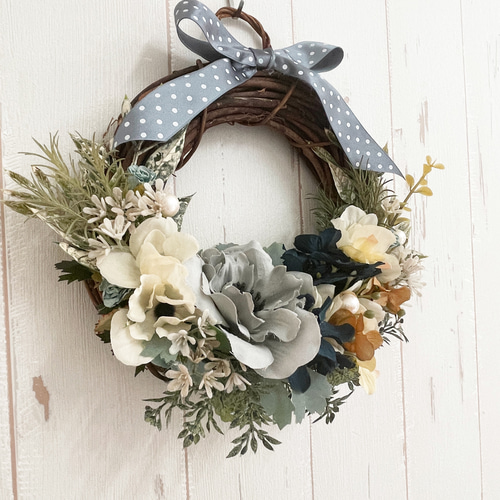 sold ☆森のリスさんリース☆アーティフィシャルフラワー　24cm×25cm 0_6140fbe28e3fa575395943ad2455