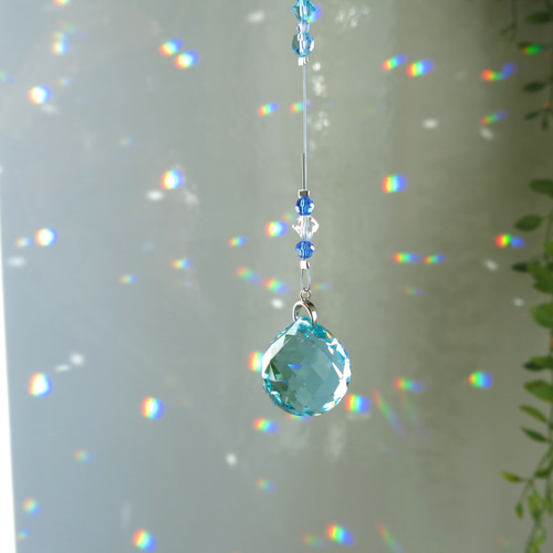 20mm アンティークグリーン×ブルー クリスタルがいっぱい