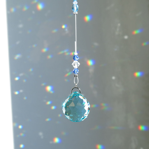 20mm アンティークグリーン×ブルー クリスタルがいっぱい