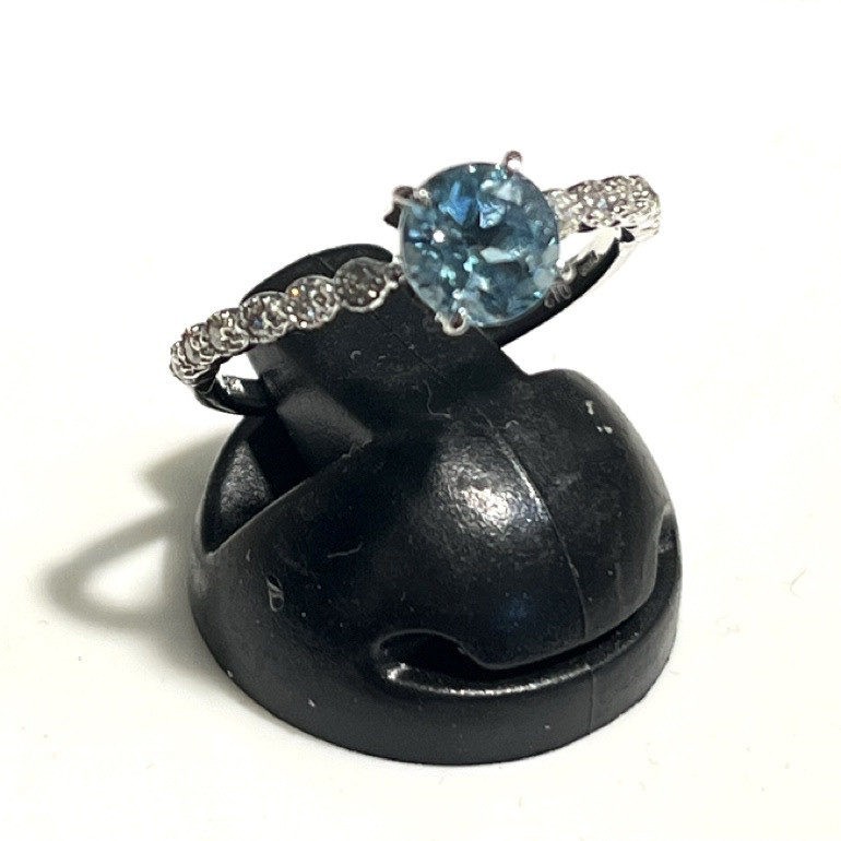 プラチナ　ダイヤ　ハーフエタニティ　サンタマリアアクアマリン　希少creema限定　送料無料　宝石の国