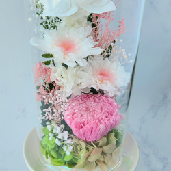 【送料無料】豪華なガラスドーム仏花（大）　プリザーブドフラワー 9枚目の画像