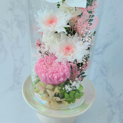 【送料無料】豪華なガラスドーム仏花（大）　プリザーブドフラワー 10枚目の画像