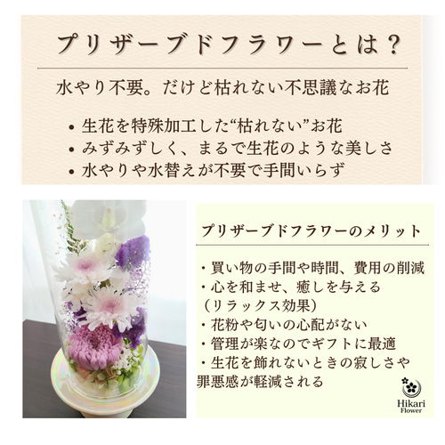 送料無料】豪華なガラスドーム仏花（大） プリザーブドフラワー