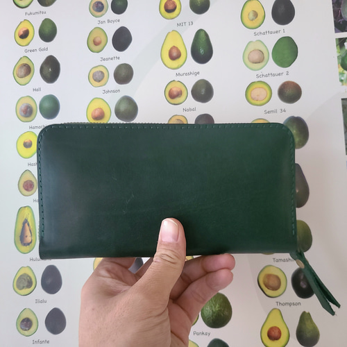 アボカド配色⭐セトウチレザーのラウンド長財布【avo.leather round