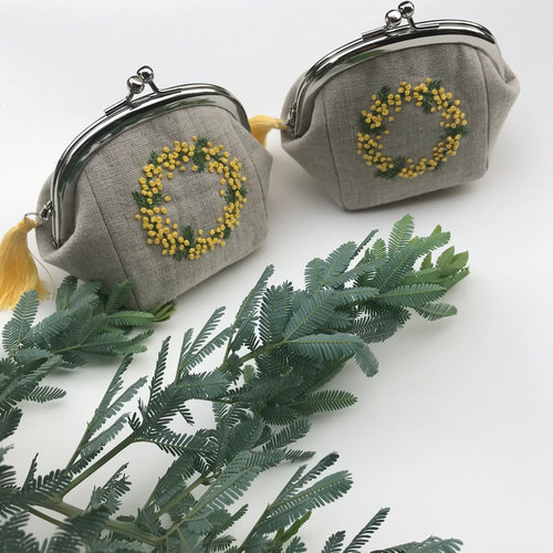 ハンドメイド 手刺繍 がま口ポーチ☆キッチン - メルカリ