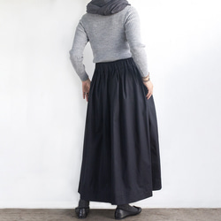 ロングタックギャザースカート（ブラック） 5枚目の画像