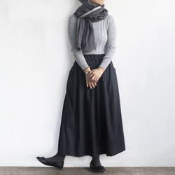 ロングタックギャザースカート（ブラック） 2枚目の画像
