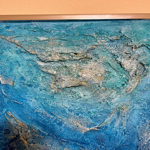絵画　油絵　原画　抽象画　現代アート　海　ブルー　北欧　インテリア　F4 絵画 油絵 原画 抽象画 現代アート ブルー モダン インテリア F4