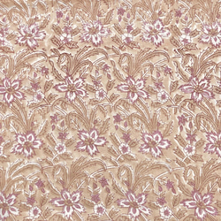 [50 公分單位] 灰米色紫色花朵印度手版印刷布料紡織棉 第3張的照片