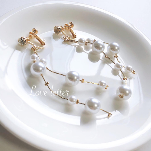 パールビジューロングピアス イヤリング 韓国 上品 量産型 高見え