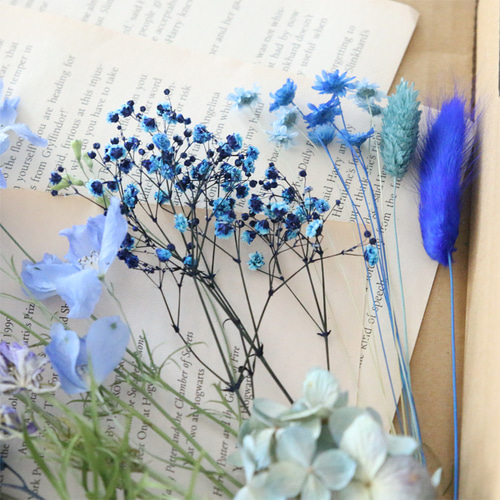 ドライフラワー ブルー系 寒色系 ふわふわ フラワーアレンジメント ドライフラワー ブルー系 寒色系 ふわふわ フラワーアレンジメント