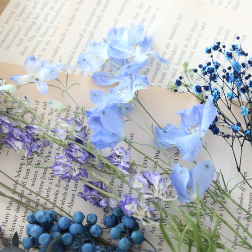 ドライフラワー ブルー系 寒色系 ふわふわ フラワーアレンジメント ドライフラワー ブルー系 寒色系 ふわふわ フラワーアレンジメント