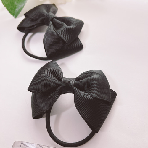 ハンドメイド リボン ヘアゴム 8センチ 2個セット シンプル 入学式