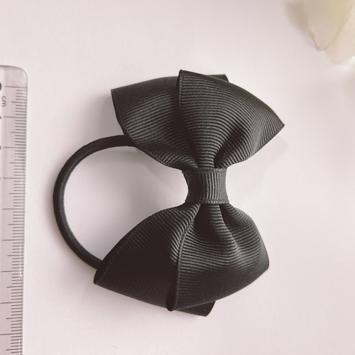 ハンドメイド リボン ヘアゴム 8センチ 2個セット シンプル 入学式