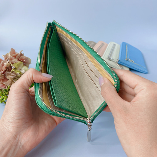 薄くて軽くて使いやすいL字ファスナー財布 牛革 14ZipWallet 牛革