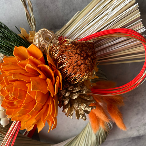 リースしめ縄飾り 約幅33cm ◇ お正月 しめ縄リース あけぼの ◇ しめ飾り しめ縄 ドライ