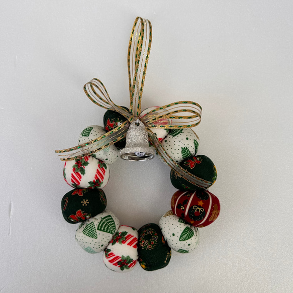 クリスマスリース(13 cm) クリスマスカラーのリース 布リース リース