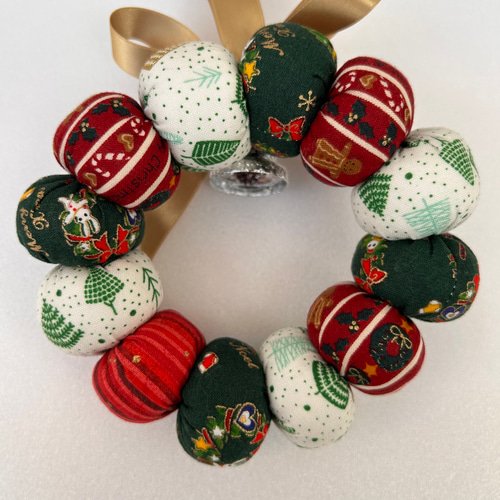 クリスマスリース(13 cm) クリスマスカラーのリース 布リース リース