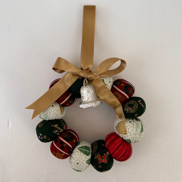 クリスマスリース(13 cm) クリスマスカラーのリース 布リース リース