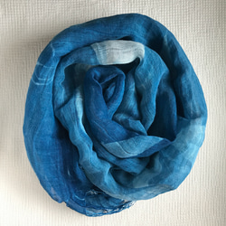 藍曬棉麻圍巾 - 飛舞蝴蝶薑 Botanic Cyanotype Scarf - Butterfly Lily 第6張的照片