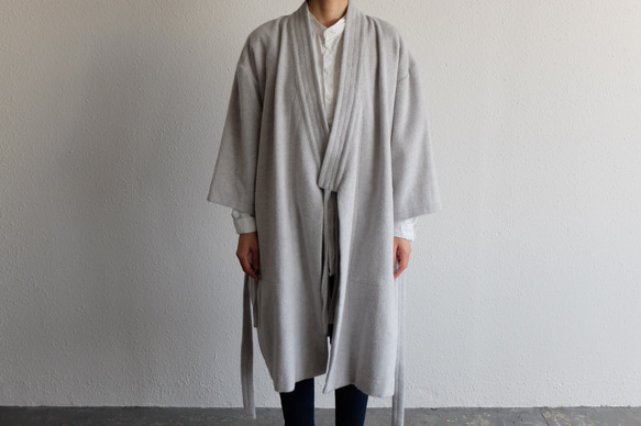 【新款】和服｜Dogi Robe｜Angora Shaggy Light Gray【男女皆宜】 第3張的照片