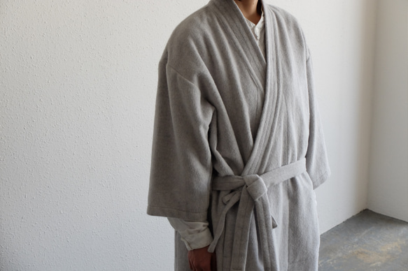 【新款】和服｜Dogi Robe｜Angora Shaggy Light Gray【男女皆宜】 第1張的照片