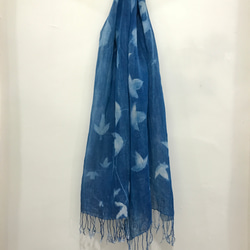 青い太陽の綿のスカーフ - Botanic Cyanotype Scarf - Passiflora 6枚目の画像