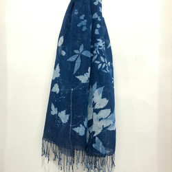 Cyanotype スカーフ - ボタニック Cyanotype スカーフ - 葉 5枚目の画像