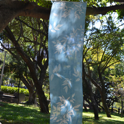 藍曬絲巾 - 飄逸接骨木 Botanic Cyanotype Silk Scarf - Elder Leaves 第1張的照片