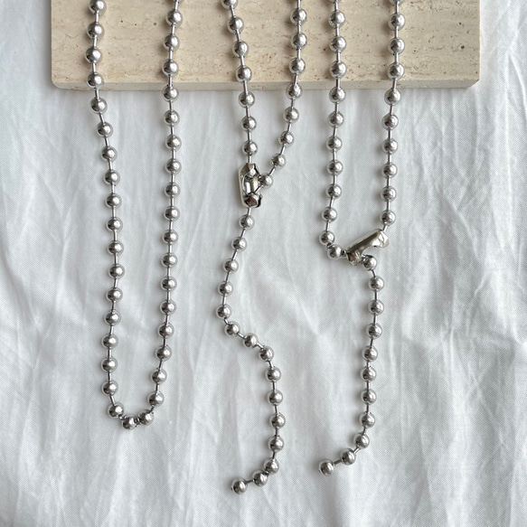 ballchain necklace ／ 金属アレルギー対応 2way ボールチェーンネックレス シルバーネックレス 4枚目の画像