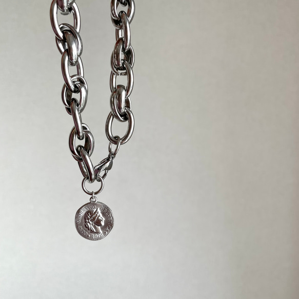 【再販】coin bracelet ／ 金属アレルギー対応 ユニセックス シルバーブレスレット ペアブレス ペアルック 8枚目の画像