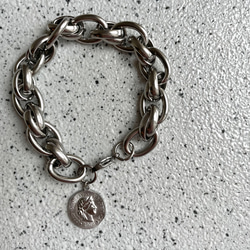 【再販】coin bracelet ／ 金属アレルギー対応 ユニセックス シルバーブレスレット ペアブレス ペアルック 6枚目の画像