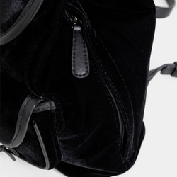 ブラック ゴトリガー マルチポケット ベルベットとレザーのクラシック トライアングル ポケット バックパック キャンバス ライニ 18枚目の画像