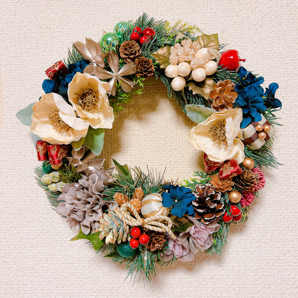 【メルカリ便】　ウィンターリース　クリスマス　アンティークベル　593 クリスマスリース 直径33cm リース noeru 通販 15123508