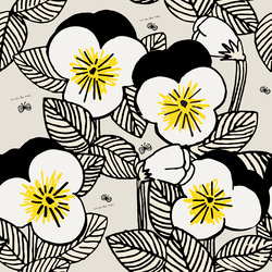 幸せ パンジー クッションカバー ◇ 花柄 /モノトーン 黄色 × 黒 ★北欧 肌に優しい 天然 コットン100% 15枚目の画像