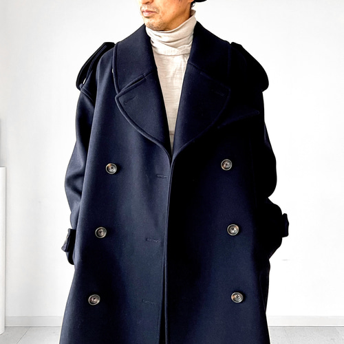 高級【Drawer】ドゥロワー メルトンウール ピーコート 美シルエット 38 VELNUS】Beautiful silhouette 2way melton oversten collar