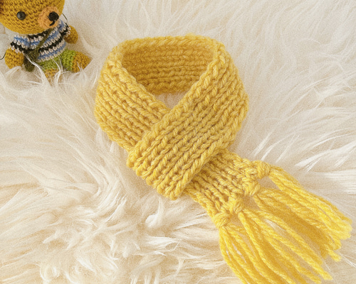 はる、ザックリ手編みのふわふわマフラー、わんちゃん猫ちゃん用