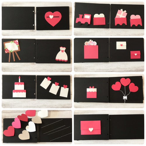 Happy wedding 手作りアルバム完成品 14ページ☆アルバム仕掛け