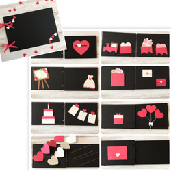 Happy wedding 手作りアルバム完成品 14ページ☆アルバム仕掛け