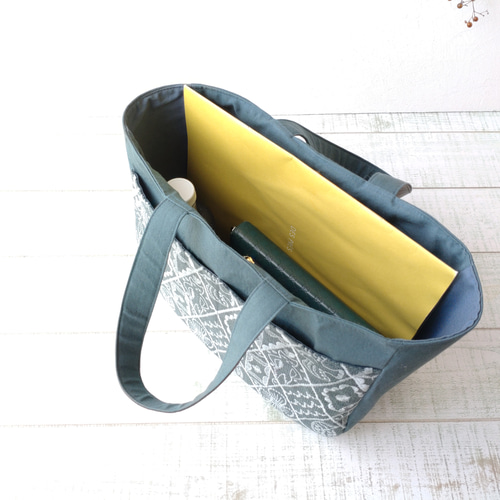 ミナペルホネン シンフォニー[グリーン]とキャンバス トートバッグ