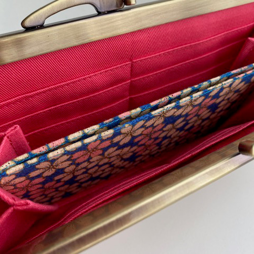 ハンドメイド　和風 畳がま口長財布　いちご　さくら　海外プレゼント ハンドメイド 和風 畳がま口長財布 いちご さくら 海外