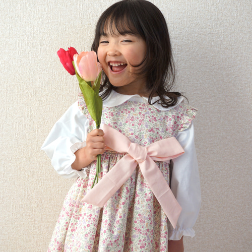 入園入学] 春ピンクの花柄ワンピース 子供服 B-boutique by