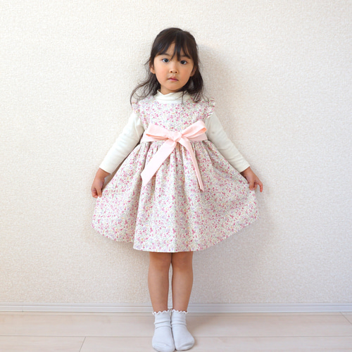 入園入学] 春ピンクの花柄ワンピース 子供服 B-boutique by