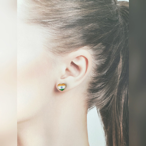 k♡♡　　♡ハート　ピアス♡アリシアスタン インド国旗のハートピアス ピアス（スタッド・一粒） kiki-kaira
