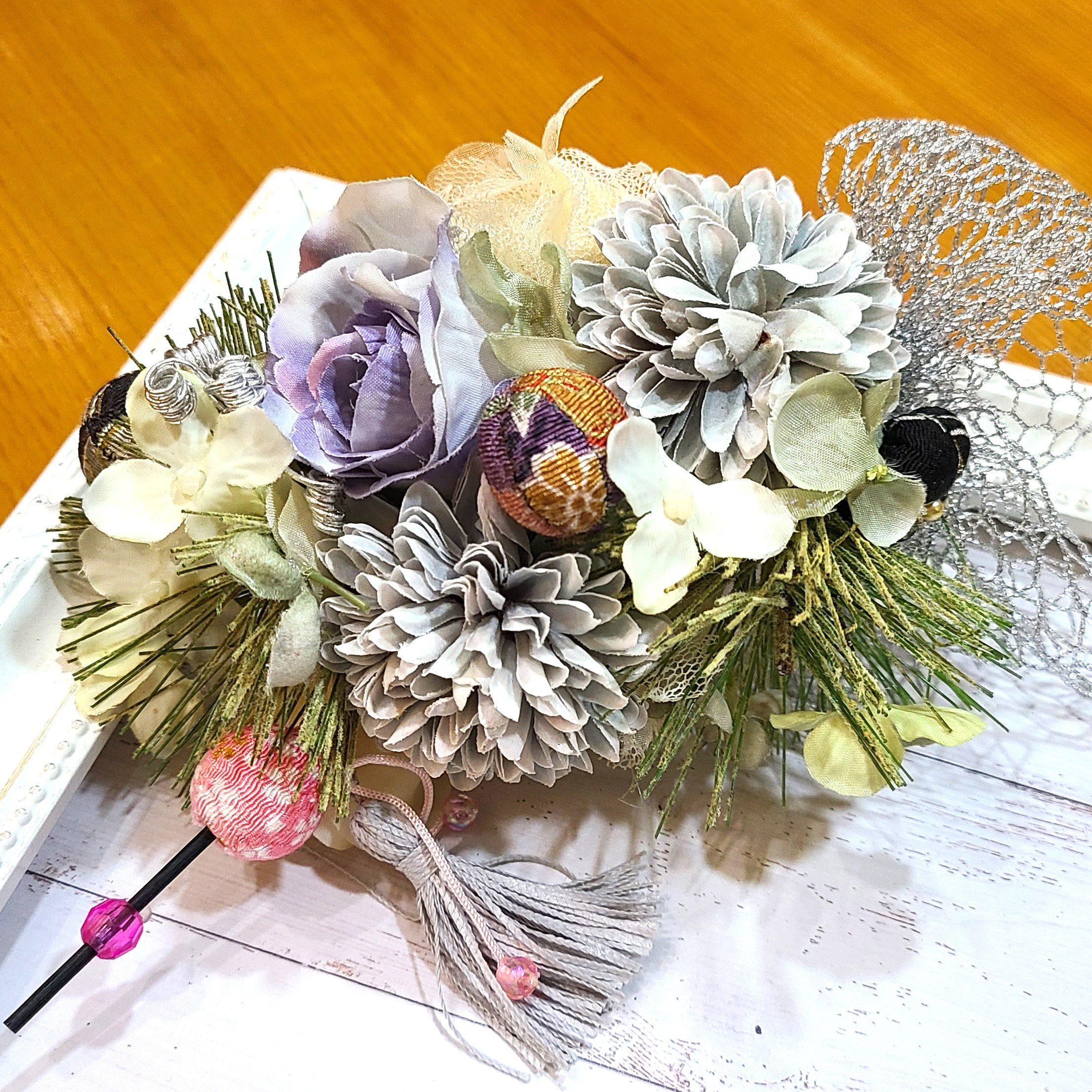 【髪飾り】着物が引き立つヘアアクセサリー（ブルー系）成人式・結婚式などにオススメ♪