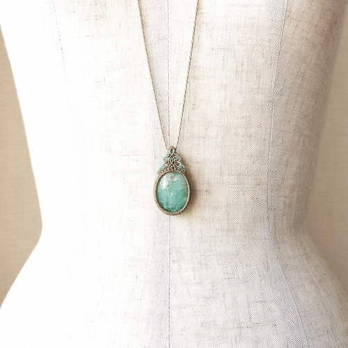 クリソプレーズ　シトリン　マクラメペンダント　ネックレス クリソプレーズ＆シトリンのマクラメ編みネックレス ペンダント 天然石